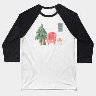 Christmas Holiday Snowglobe Sleeping Cat Baseball T-Shirt